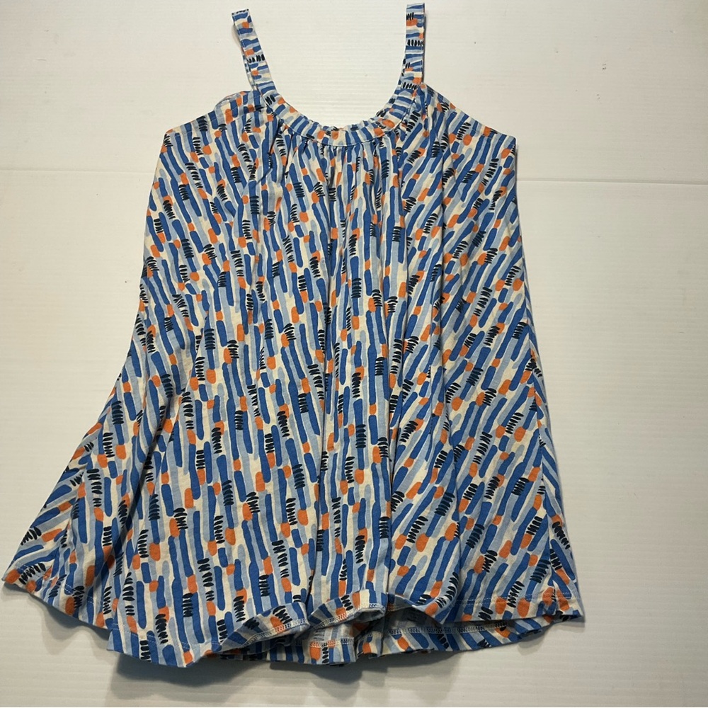 Old Navy Tank Top Women Sz S Abstract Print Blue Orange White Loose Fit Swingy